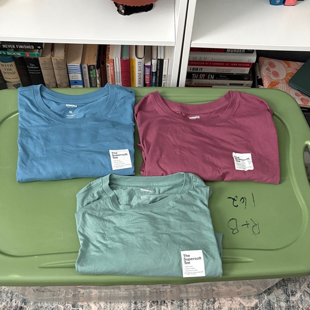New Sonoma Supersoft Tee Set in Blue, Mauve, and Sage